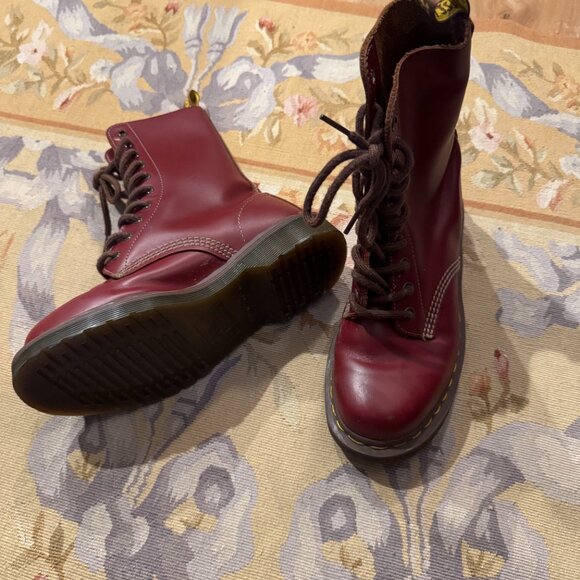 MADE IN ENGLAND Cherry Red Dr. Martens 1490 Boots - Picture 2 of 7